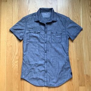 CALVIN KLEIN JEANS men’s short sleeve button down shirt blue Slim fit top